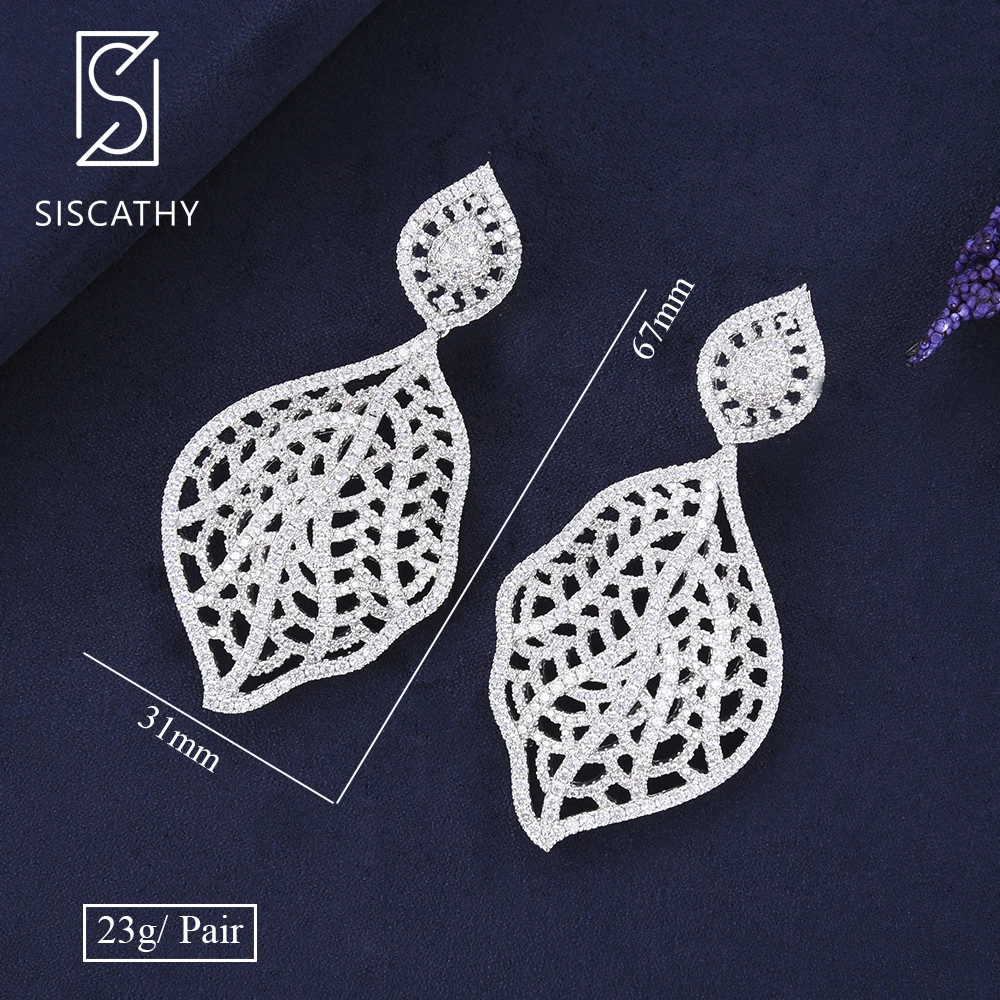 Siscathy 31*67mm Deluxe Big Leaves Hollow Earrings Cubic Zirconia rhinestone Bridal Wedding Engagement Drop Dangle Earrings
Siscathy 31*67mm Deluxe Big Leaves Hollow Earrings Cubic Zirconia rhinestone Bridal Wedding Engagement Drop Dangle Earrings