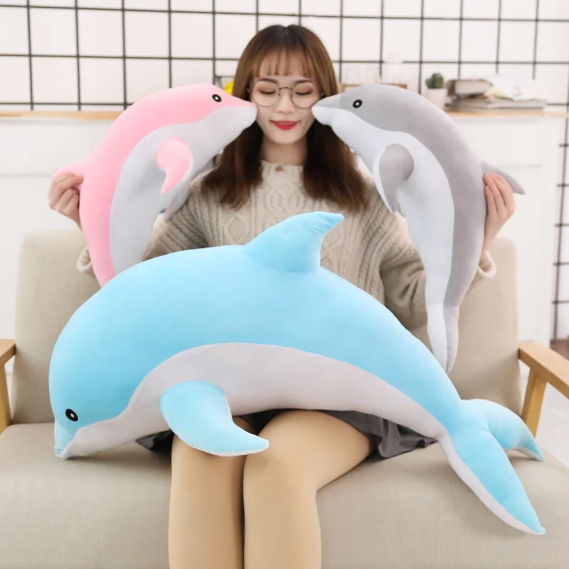 Kawaii Soft Dolphin Plush Toys Dolls Stuffed Down Cotton Animal Nap Cushions Creative Kids Toy Christmas Gift For Children | Игрушки и