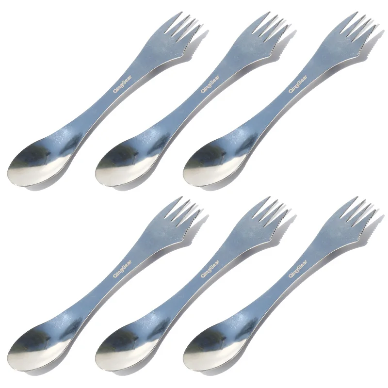 6PCS QingGear 3 in 1 Camping Sporks Stainless Steel Spork Spoon Fork Cutlery Utensil Combo for Picnic Gadget
6PCS QingGear 3 in 1 Camping Sporks Stainless Steel Spork Spoon Fork Cutlery Utensil Combo for Picnic Gadget