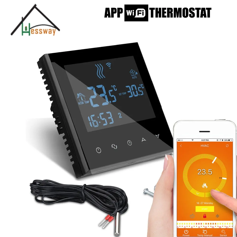 Фото Комнатный термостат Wi Fi для нагрева пола 220 В 110 3 кВт приложения ISO Android|Детали