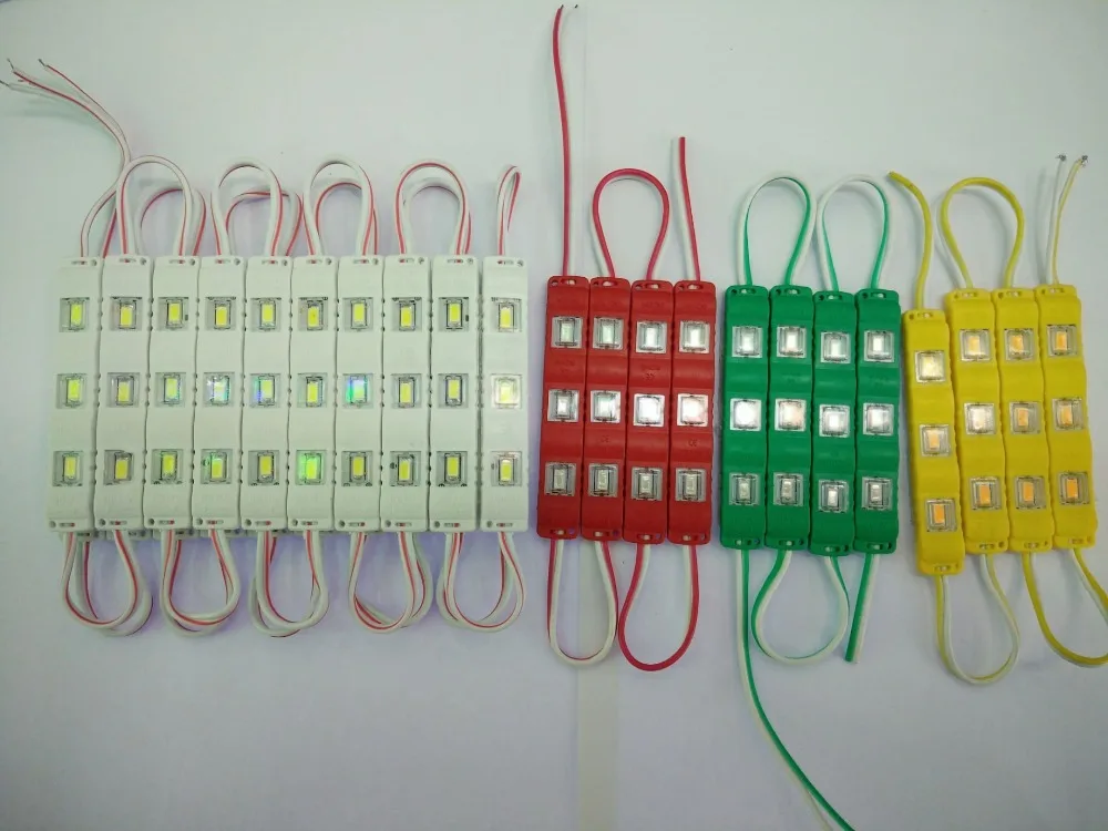 1000pcs/lot DC12V 5630 SMD 3 LED Module Injection Waterproof Decorative Hard Strip Bar Light Lamp White Red Green Yellow Blue
1000pcs/lot DC12V 5630 SMD 3 LED Module Injection Waterproof Decorative Hard Strip Bar Light Lamp White Red Green Yellow Blue