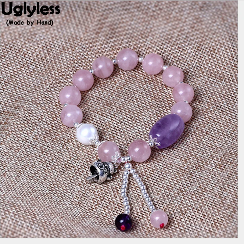 Uglyless 100% Real 925 Sterling Silver Handmade Cat Bell Bracelets for Women Pink Crystal Balls Beading Bracelet Tassel Jewelry
Uglyless 100% Real 925 Sterling Silver Handmade Cat Bell Bracelets for Women Pink Crystal Balls Beading Bracelet Tassel Jewelry