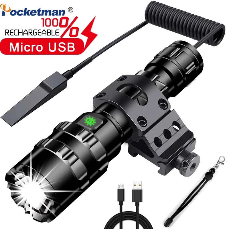 High bright LED Tactical Flashlight USB Rechargeable L2 Scout light Torch Hunting light Waterproof 5 Modes with 18650 battery
High bright LED Tactical Flashlight USB Rechargeable L2 Scout light Torch Hunting light Waterproof 5 Modes with 18650 battery