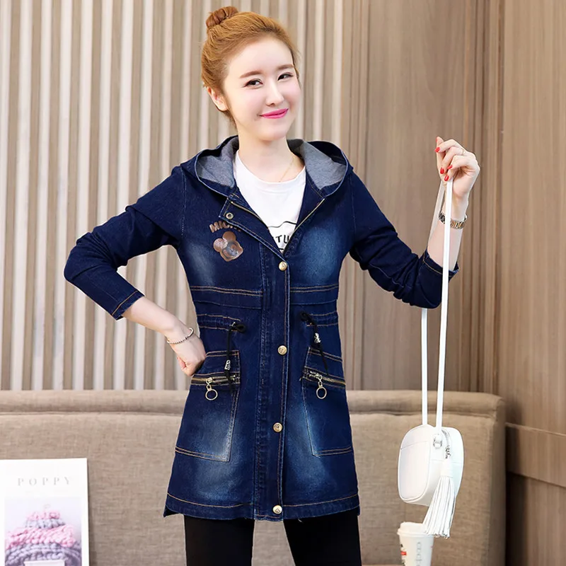 New S-5XL Spring Autumn Women Coat Plus Size Fashion Casual Loose Back Letter Hooded Jeans Trench Coat For Women Denim Outerwear
New S-5XL Spring Autumn Women Coat Plus Size Fashion Casual Loose Back Letter Hooded Jeans Trench Coat For Women Denim Outerwear