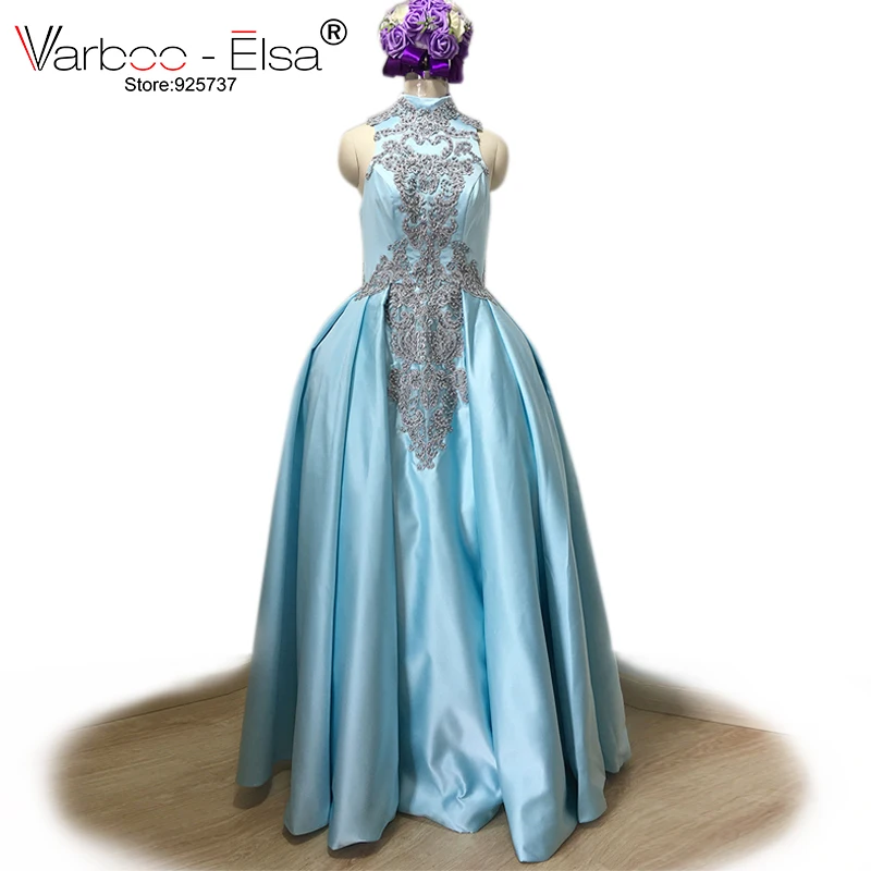VARBOO_ELSA Vestido De Festa 2021 New Light Blue Satin Evening Dress Elegant High Neck Beaded Prom Dress Long Robe Dubai Custom
VARBOO_ELSA Vestido De Festa 2021 New Light Blue Satin Evening Dress Elegant High Neck Beaded Prom Dress Long Robe Dubai Custom
