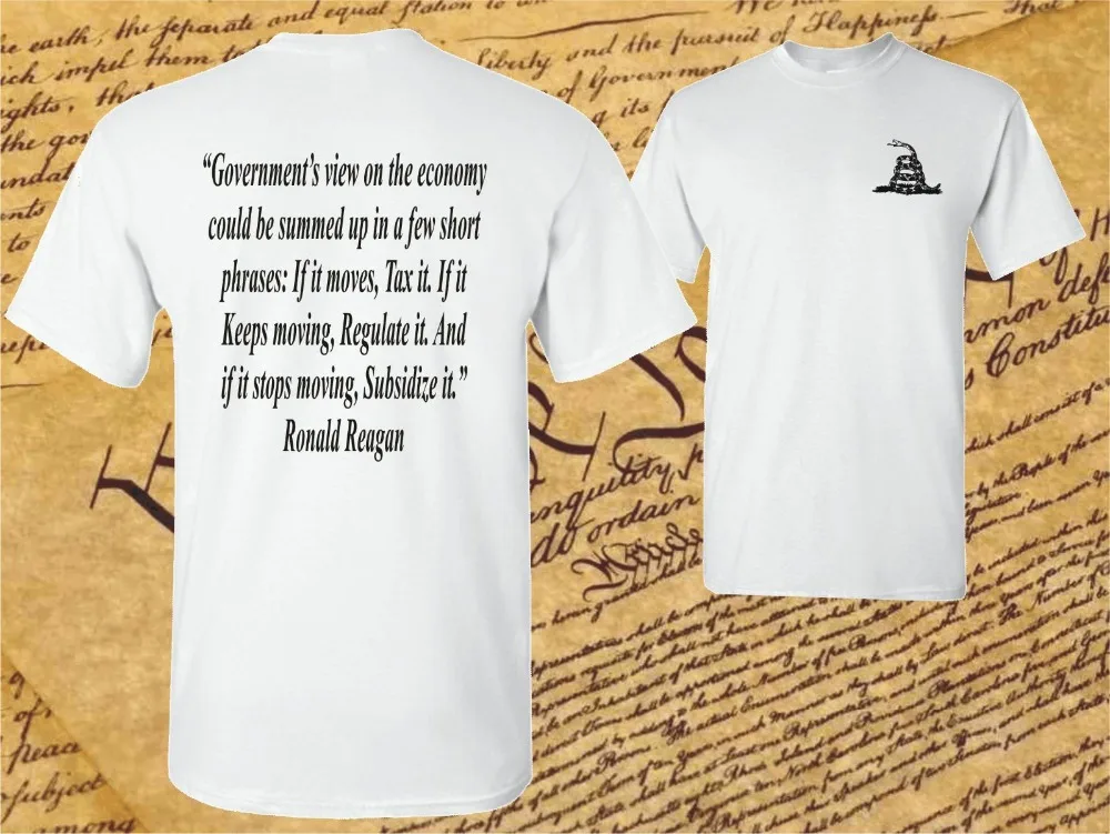 Ronald Reagan Quote Don'T Tread on Me American T-Shirt Big Government Usa 2019 New Brand Cheap Sale 100 % Cotton Funny Shirts
Ronald Reagan Quote Don'T Tread on Me American T-Shirt Big Government Usa 2019 New Brand Cheap Sale 100 % Cotton Funny Shirts