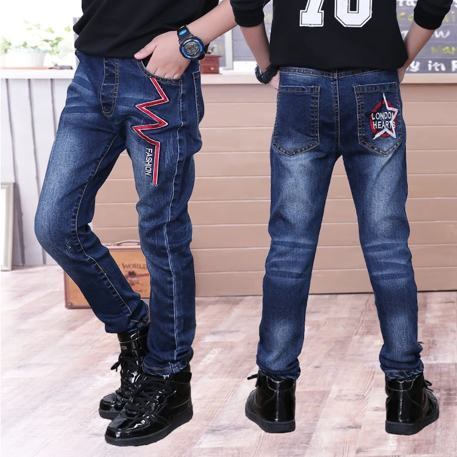 Famli/Детские джинсы для мальчиков весна 2018 детские джинсовые брюки повседневные