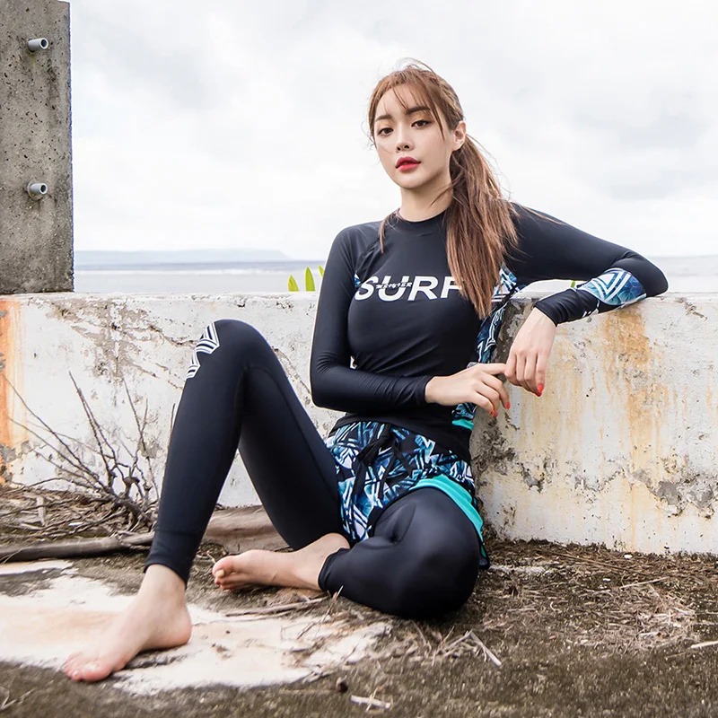 Newest MEIYIER Couple matching men and women rashguard long sleeve swim shirt pants shorts fashion surf suit for lovers 2020 | Спорт и