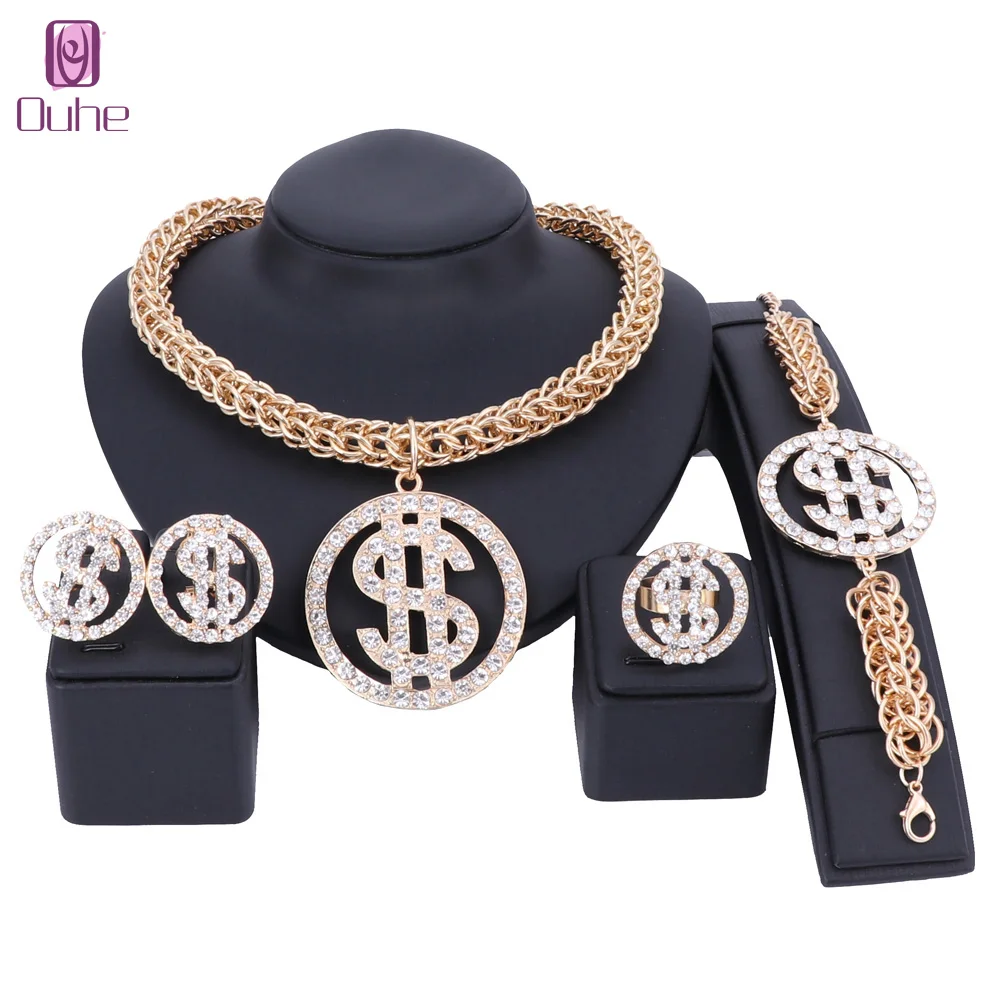 US Dollar Money Necklace Pendant Bracelet Earring Ring Jewelry Sets Gold Color Chain For Women Rhinestone Party Bling Jewellery
US Dollar Money Necklace Pendant Bracelet Earring Ring Jewelry Sets Gold Color Chain For Women Rhinestone Party Bling Jewellery