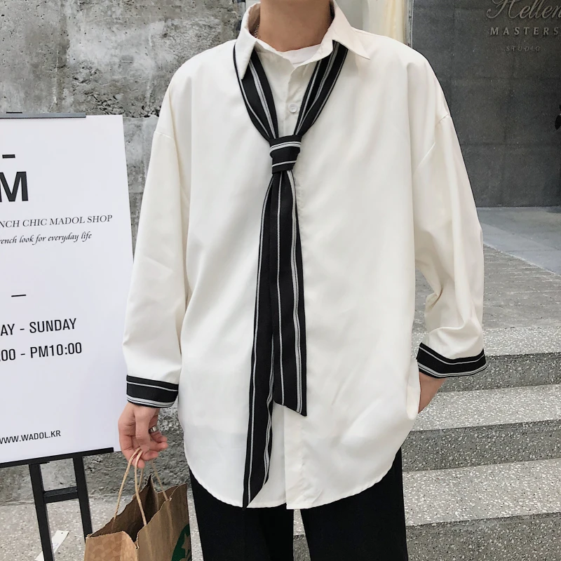 Thin Cool Simple Style New Summer Solid Shirts Streetwear Loose Plus Size Men's Short Three Quarter Sleeve Shirt Tie Decorate
Thin Cool Simple Style New Summer Solid Shirts Streetwear Loose Plus Size Men's Short Three Quarter Sleeve Shirt Tie Decorate