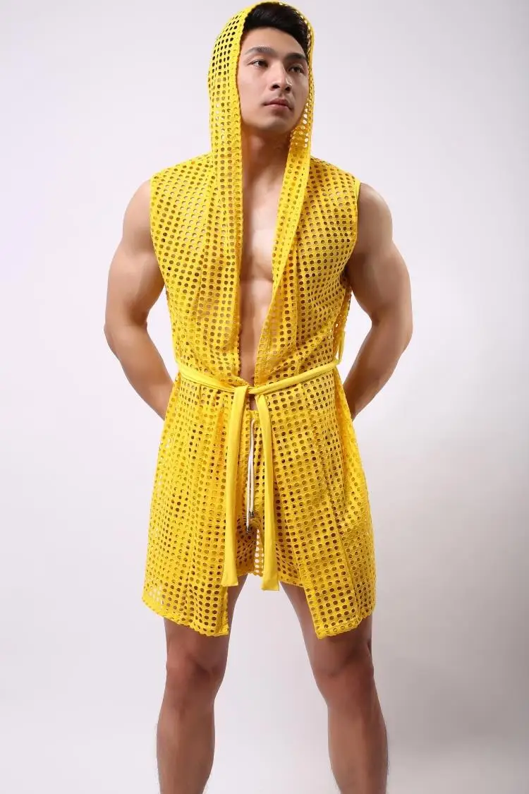 male bathrobe summer elastic nylon mesh robe men with a hood bathrobe robe sexy sleepwear men
male bathrobe summer elastic nylon mesh robe men with a hood bathrobe robe sexy sleepwear men