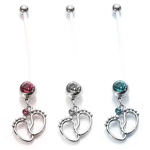 1Pcs Women Maternity Baby Feet Navel Belly Button Rings Fashion Surgical Steel Dangle In Piercings Body Jewelry 3 Colors
1Pcs Women Maternity Baby Feet Navel Belly Button Rings Fashion Surgical Steel Dangle In Piercings Body Jewelry 3 Colors