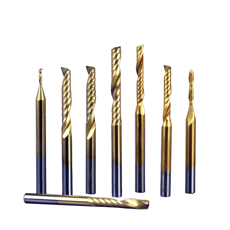 10pcs 3.175 Shank TiN Coating Tiain Carbide PVC Single Flute Spiral Bits Tools CNC Machine Milling Cutter Knife
10pcs 3.175 Shank TiN Coating Tiain Carbide PVC Single Flute Spiral Bits Tools CNC Machine Milling Cutter Knife