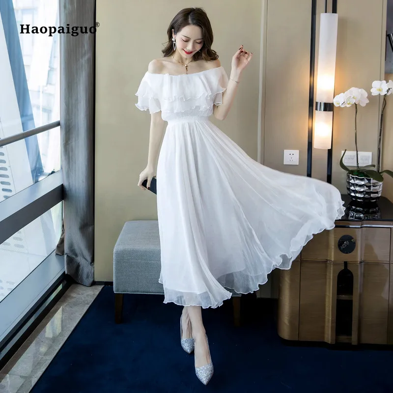 Plus Size A-line Dress 2019 Summer Women White Short Sleeve Ruffles Slash Neck Beach Boho Long Dress Elegant Maxi Dress Ladies
Plus Size A-line Dress 2019 Summer Women White Short Sleeve Ruffles Slash Neck Beach Boho Long Dress Elegant Maxi Dress Ladies