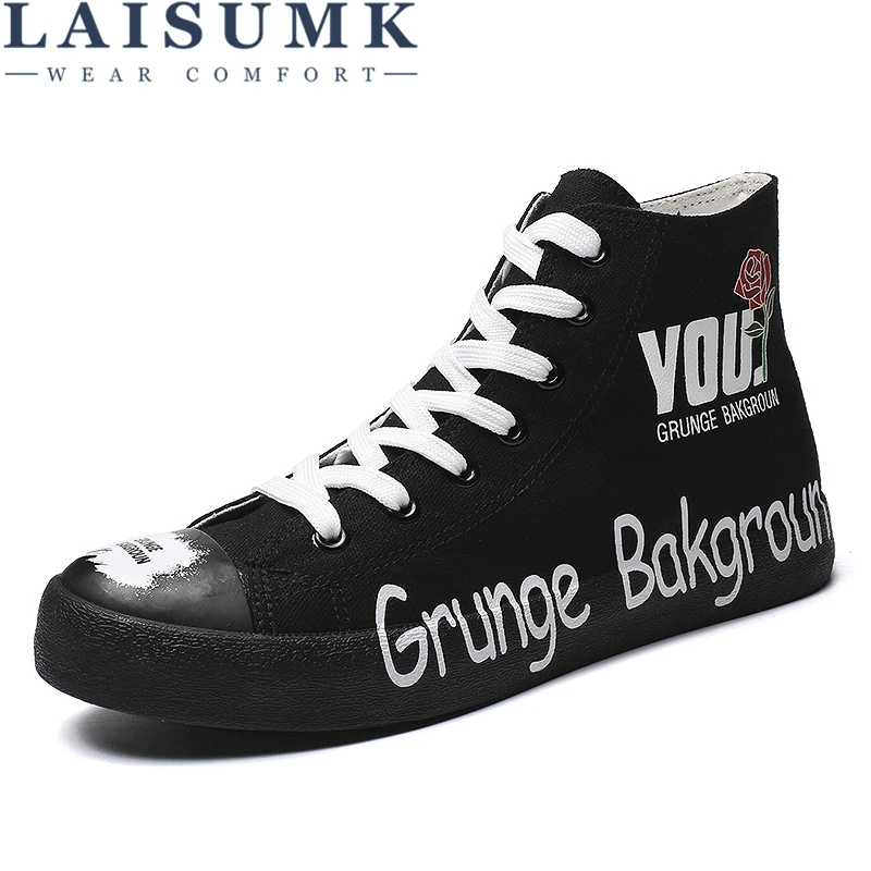 LAISUMK 2020 Fashion High Top Sneakers Canvas Shoes Men Casual Shoes White Flat Lace Up Solid Trainers Zapatillas Hombre
LAISUMK 2020 Fashion High Top Sneakers Canvas Shoes Men Casual Shoes White Flat Lace Up Solid Trainers Zapatillas Hombre