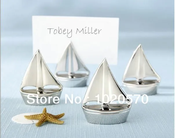 

Wedding favors Shining Sails Boats Silver Place Card Holders Elegant wedding party supplies 100pcs/lot Wholesale Free Shipping