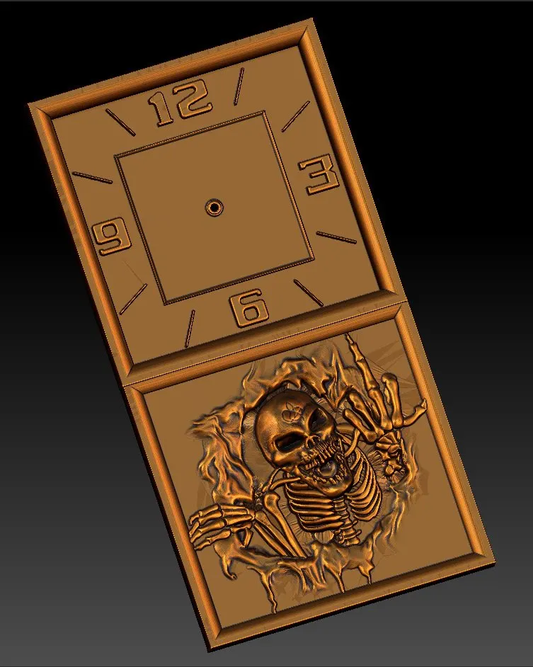 Digital file in STL format clock for CNC 3D relief carving engraving C36-21
