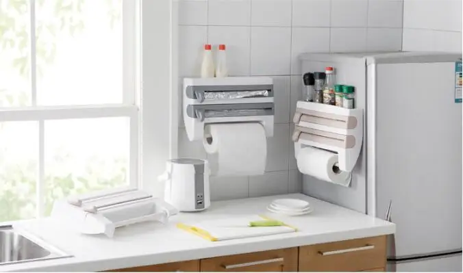 1PC Multi-functional 6 in 1 Aluminum Film Paper Towel Holder Wrap Cutter Spice Jar Holder Kitchen Storage Shelf Rack OK 0728
1PC Multi-functional 6 in 1 Aluminum Film Paper Towel Holder Wrap Cutter Spice Jar Holder Kitchen Storage Shelf Rack OK 0728