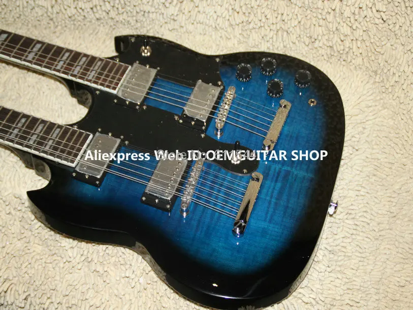 Custom Shop Blue flame топ двойной средства ухода за кожей Шеи 6/12 струны электрогитары