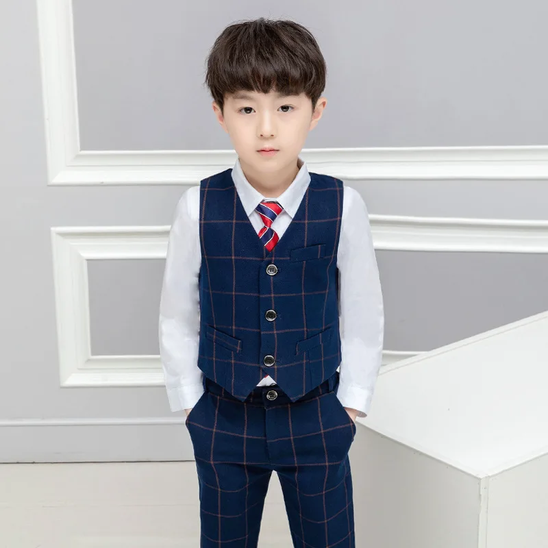 Children's Formal Dress Vest Sets Flower Boys Boy's Wedding Party Performance Costume Kids Plaid Vest Shirts Pants Tie Outfits
Children's Formal Dress Vest Sets Flower Boys Boy's Wedding Party Performance Costume Kids Plaid Vest Shirts Pants Tie Outfits