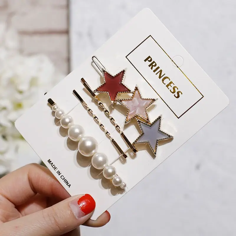4 PCS Korea Chic Pink Acetic Acid Star Hair Clips Women Imitation Pearl Metal Gold Color Duckbill Clip Hairpins Hair Accessories
4 PCS Korea Chic Pink Acetic Acid Star Hair Clips Women Imitation Pearl Metal Gold Color Duckbill Clip Hairpins Hair Accessories