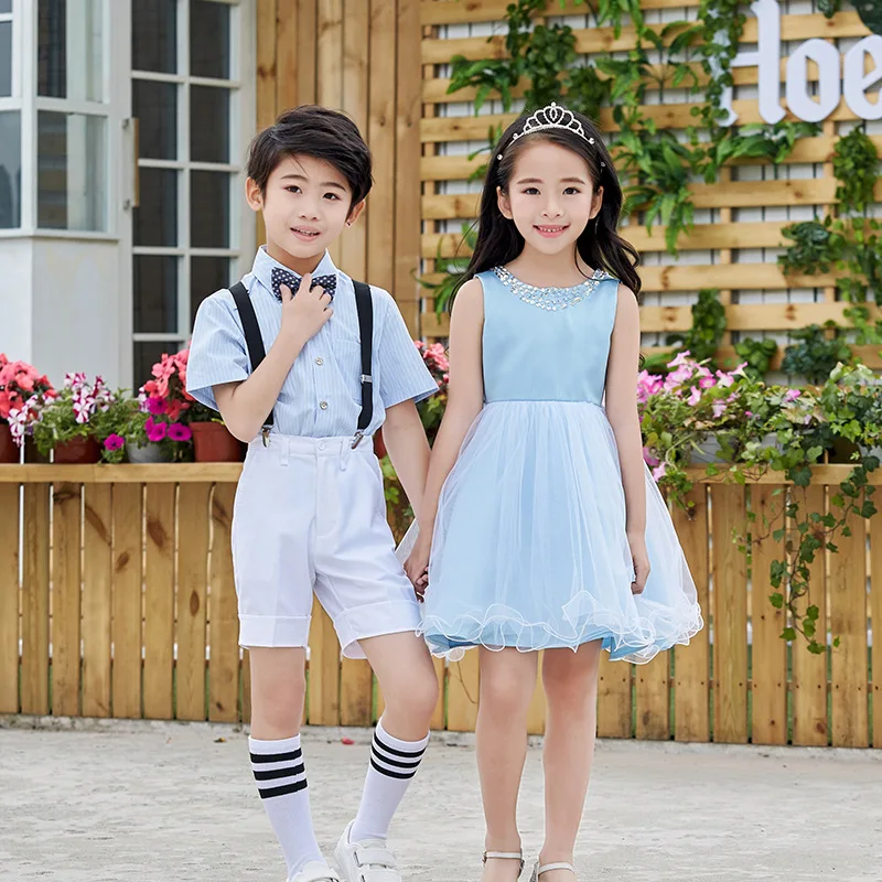 Детская одежда для выступлений платья девочек студентов хора детей 2-12 лет