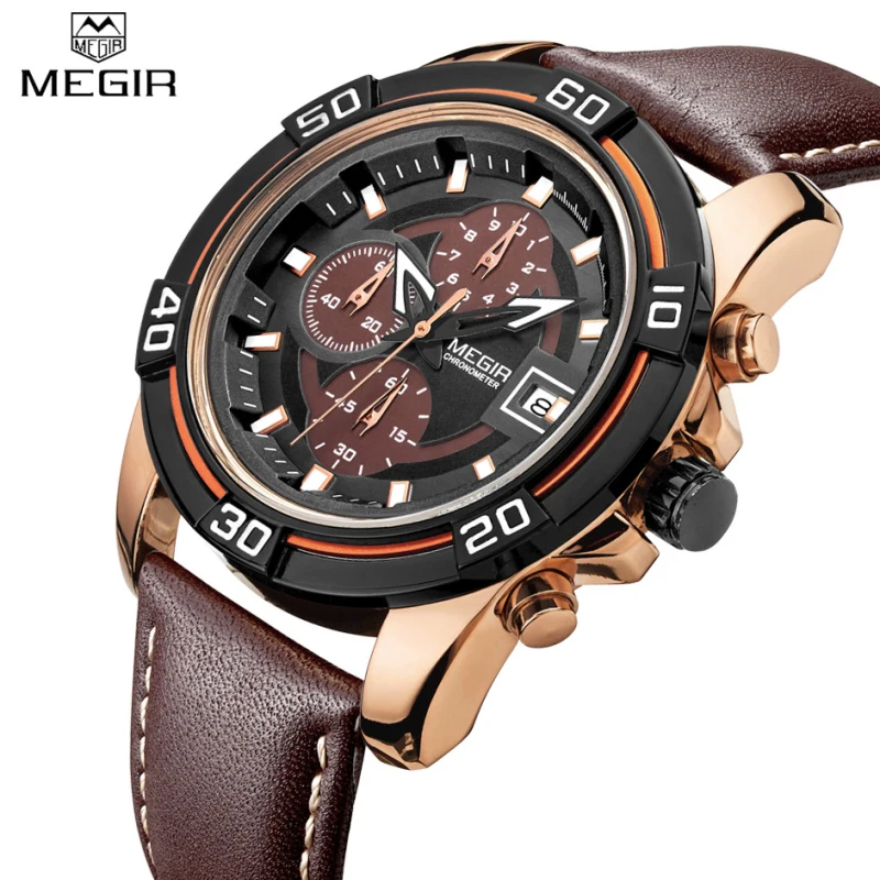 Watches Men MEGIR Brand Men Sports Watch Chronograph 6 Quartz Clock Male Leather Strap Military Wrist watch Relogio Masculino
Watches Men MEGIR Brand Men Sports Watch Chronograph 6 Quartz Clock Male Leather Strap Military Wrist watch Relogio Masculino