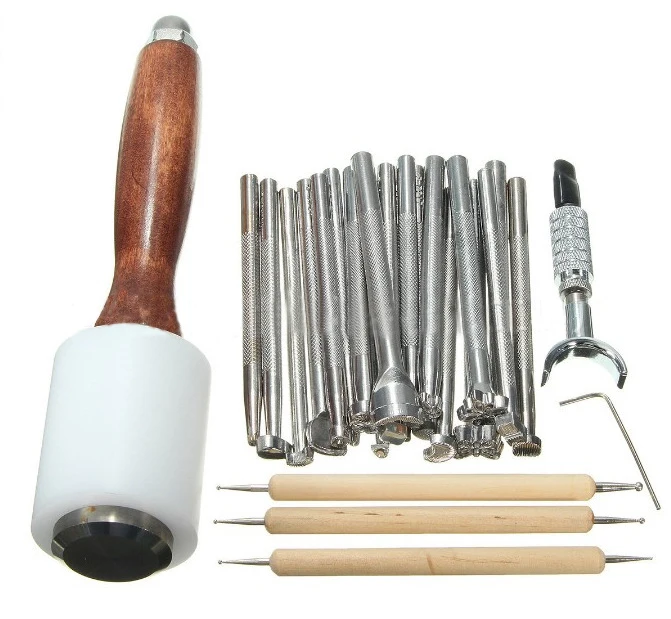 25Pcs/Set Leathercraft Tools Wooden Steel Leather Carved Hammer Printing Tool Sewing Handmade Kit Suit DIY Accessories TT-best
25Pcs/Set Leathercraft Tools Wooden Steel Leather Carved Hammer Printing Tool Sewing Handmade Kit Suit DIY Accessories TT-best