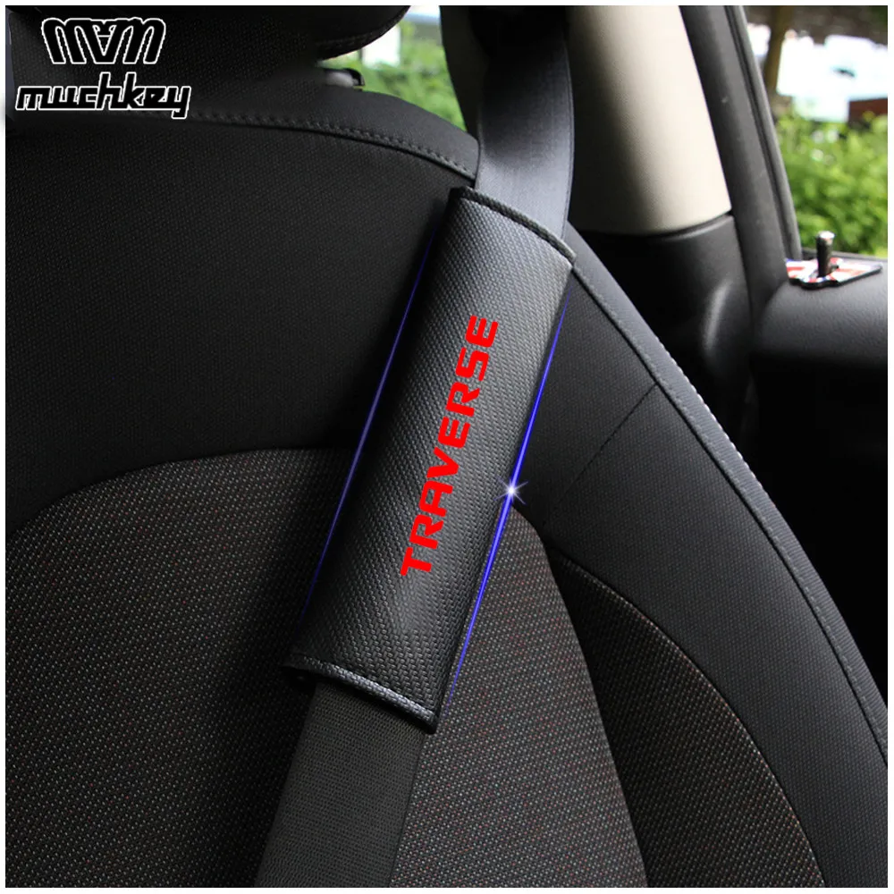 

For Chevrolet Traverse Car Seat Belt Shoulder Strap Protect Pads Cover No Slip No Rubbing Soft Comfort 2Pcs Red Blue White