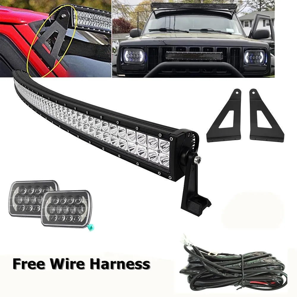White DRL 6X7 Headlight W/Upper Roof 50inch Curved LED Work Light Bar/Led Bar Mounting Bracket For 84-01 Jeep Cherokee XJ
White DRL 6X7 Headlight W/Upper Roof 50inch Curved LED Work Light Bar/Led Bar Mounting Bracket For 84-01 Jeep Cherokee XJ