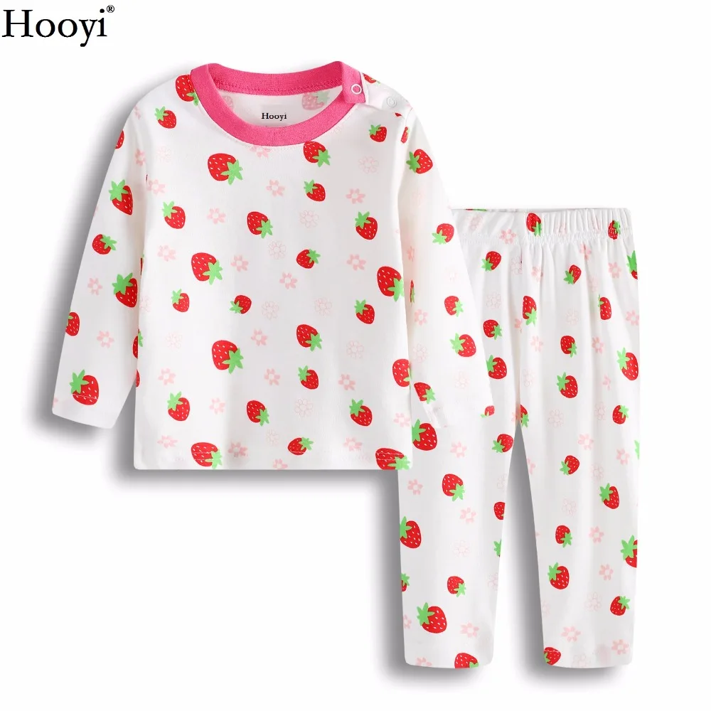 Пижама для девочек с клубничкой Hooyi хлопковые весенние комплекты сна