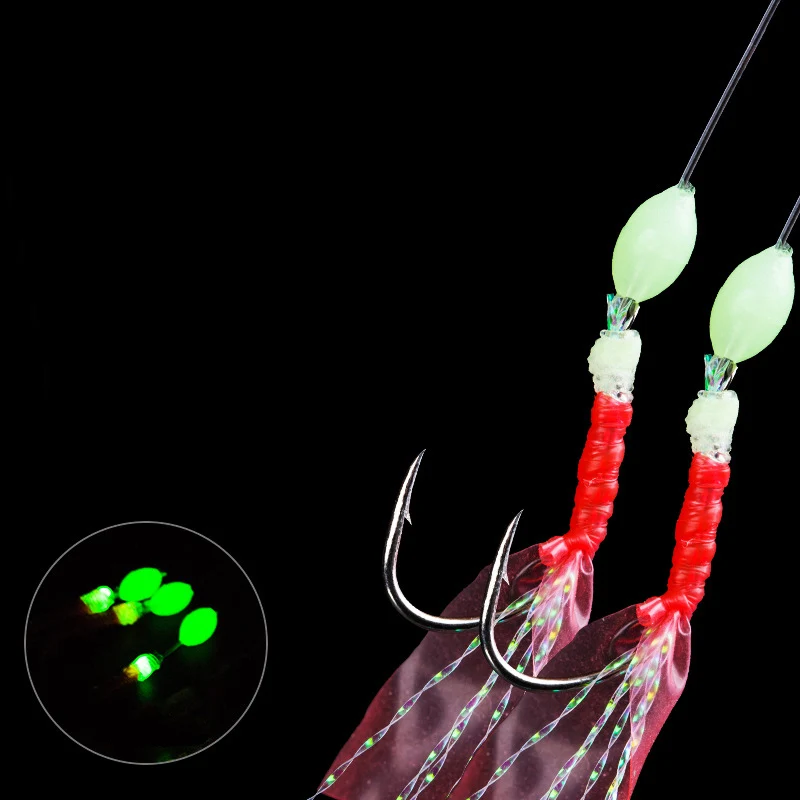 Фото Рыболовные крючки для поворотной рыбалки светящиеся Позолоченные рыбья кожа(China)