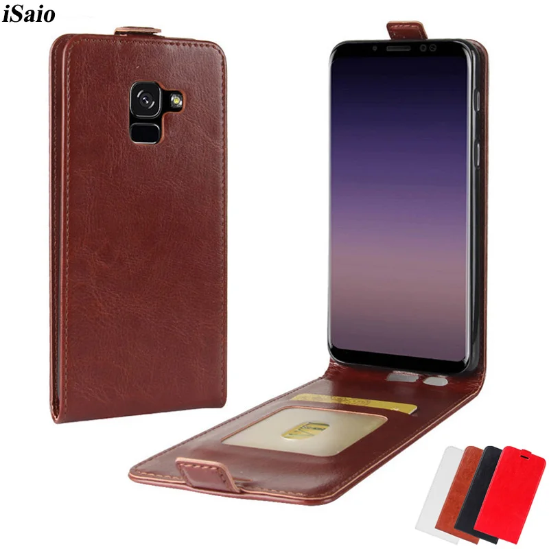 Флип чехол для Samsung Galaxy A8 2018 A530F роскошный кожаный из ТПУ с вертикальным узором Crazy