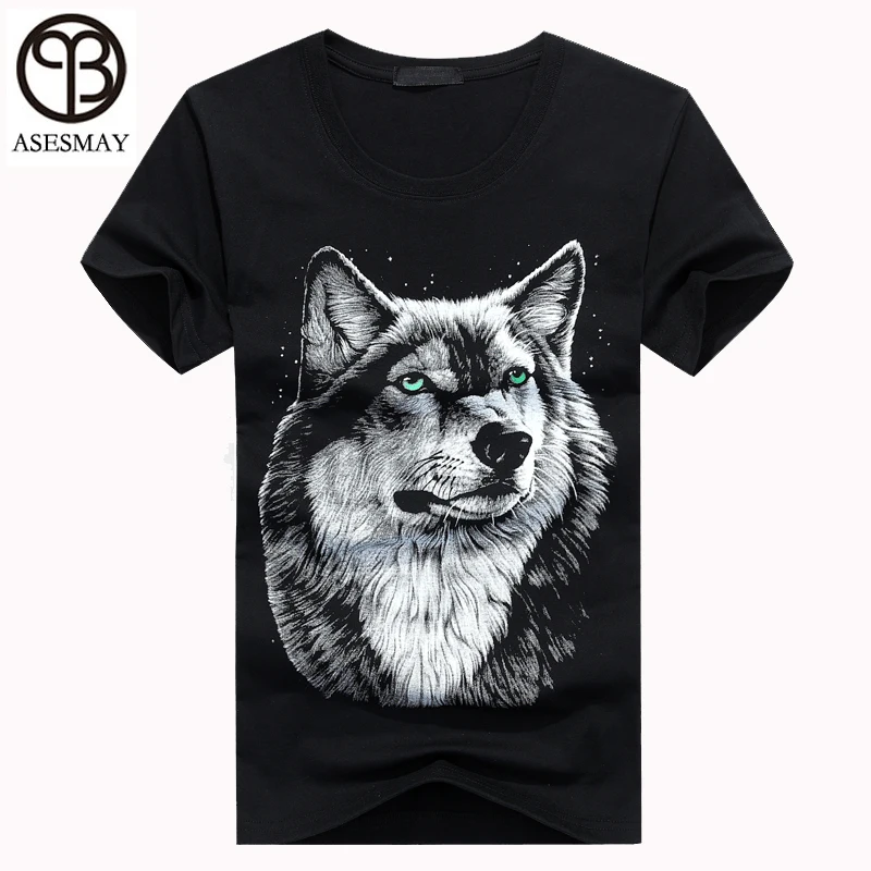 Asesmay Brand Clothing Футболка Летняя Мода Аниме Волк отпечатано Мужчины Футболки в