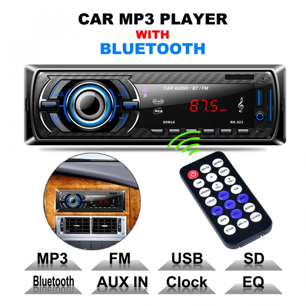 1 DIN 12V Bluetooth цифровой FM стерео автомобильный Радио MP3-плеер Стерео аудио Поддержка FM USB SD AUX с пультом дистанционного управления
1 DIN 12V Bluetooth цифровой FM стерео автомобильный Радио MP3-плеер Стерео аудио Поддержка FM USB SD AUX с пультом дистанционного управления