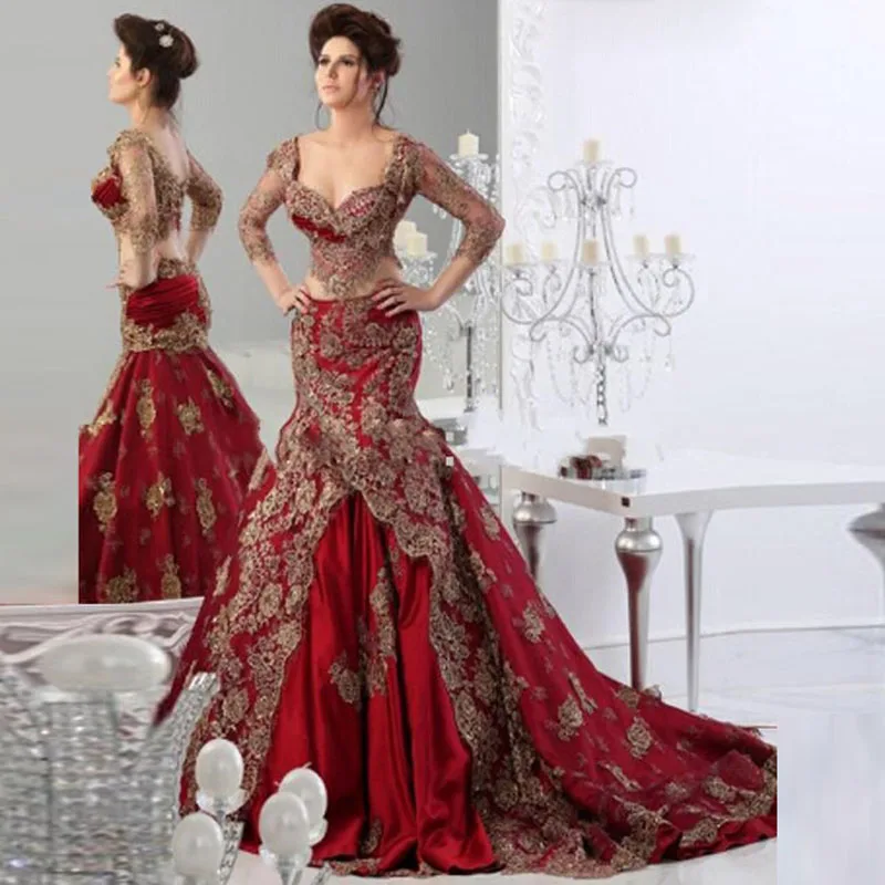 Saudi Arabia Burgundy Evening Gowns Mermaid Appliques Elegant Evening Wear Long Sleeves Beaded Formal Prom Party Gowns 2018
Saudi Arabia Burgundy Evening Gowns Mermaid Appliques Elegant Evening Wear Long Sleeves Beaded Formal Prom Party Gowns 2018