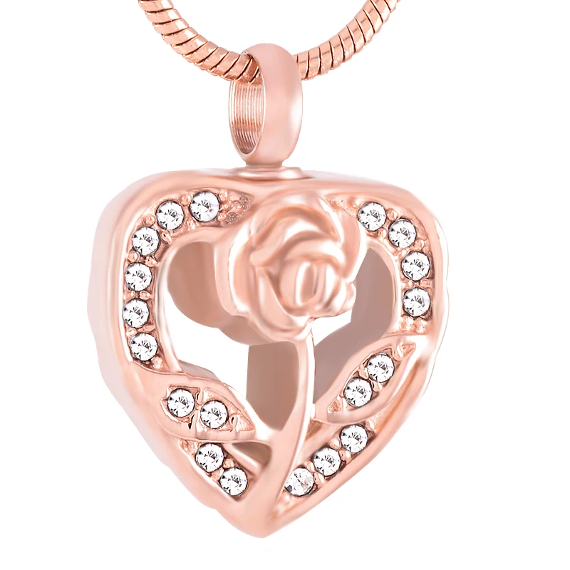 

Rose In My Heart Stainless Steel Funeral Urn Casket Memorial Jewelry Ash Keepsake Urns Necklace Cremation Pendant Charms