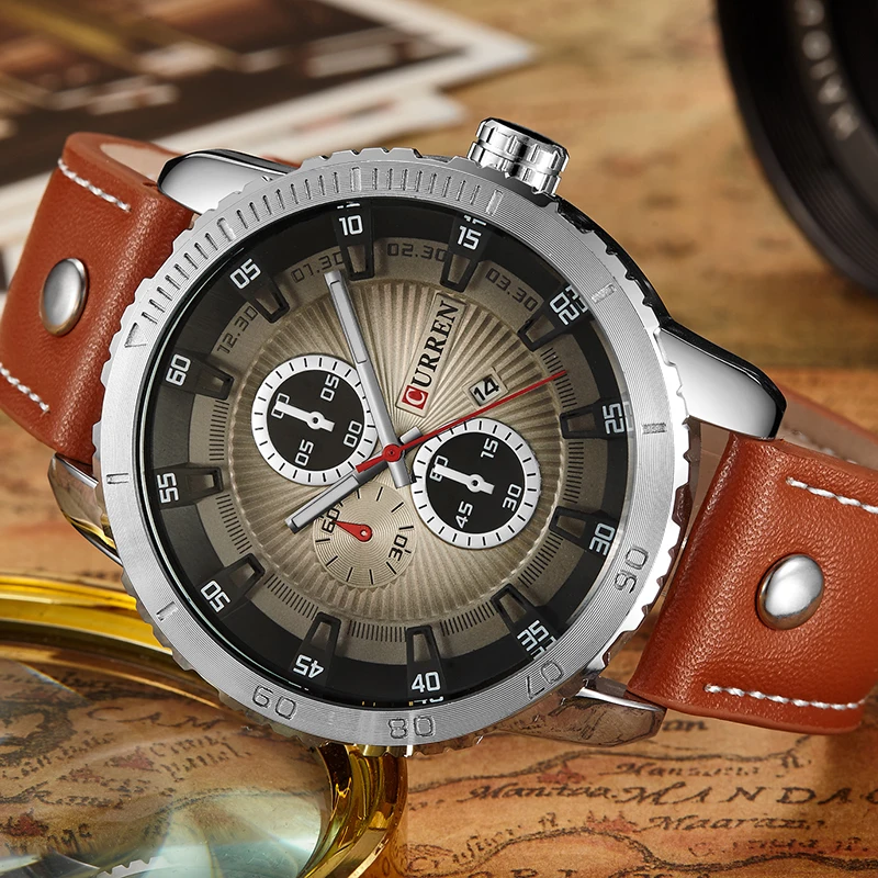 Curren Orange Leather Calendar Display 3 Dial Decoration Military Waterproof Male Clock Quartz Mens Sport Watch Top Brand Luxury
Curren Orange Leather Calendar Display 3 Dial Decoration Military Waterproof Male Clock Quartz Mens Sport Watch Top Brand Luxury