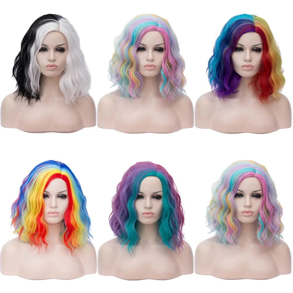 Kinky Hair Curly Short Wigs Rainbow Wigs Colorful Synthetic Hair Women Anime Lolita Cosplay Halloween Heat Resistant Fiber Wig
Kinky Hair Curly Short Wigs Rainbow Wigs Colorful Synthetic Hair Women Anime Lolita Cosplay Halloween Heat Resistant Fiber Wig
