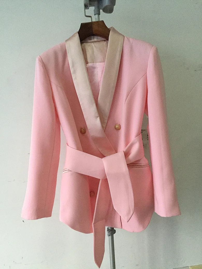 High Quality Pink Color Long Sleeve Slim Jacket Double Breasted Fashion Outerwear Celebrity Coat
High Quality Pink Color Long Sleeve Slim Jacket Double Breasted Fashion Outerwear Celebrity Coat