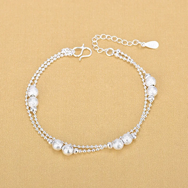 Double Layer Matte Beads Ball Silver Color Bracelets For Woman Birthday Gifts Jewelry 2022
Double Layer Matte Beads Ball Silver Color Bracelets For Woman Birthday Gifts Jewelry 2022