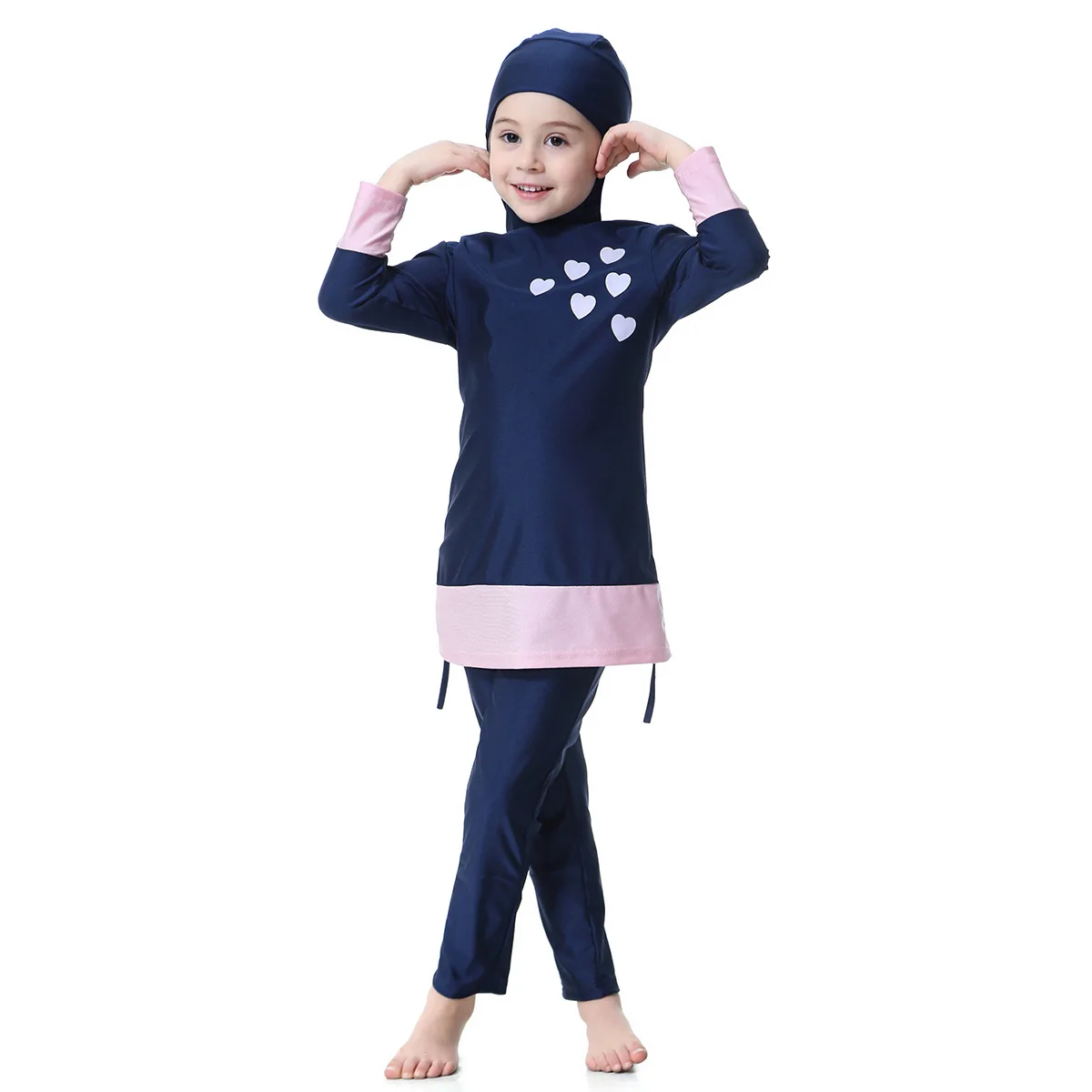 Floral Little Girls Swimsuit Shorts Children Islamic Muslim Swimwear Hijab Surfing suit Full cover Beach wear 3 Colors | Спорт и