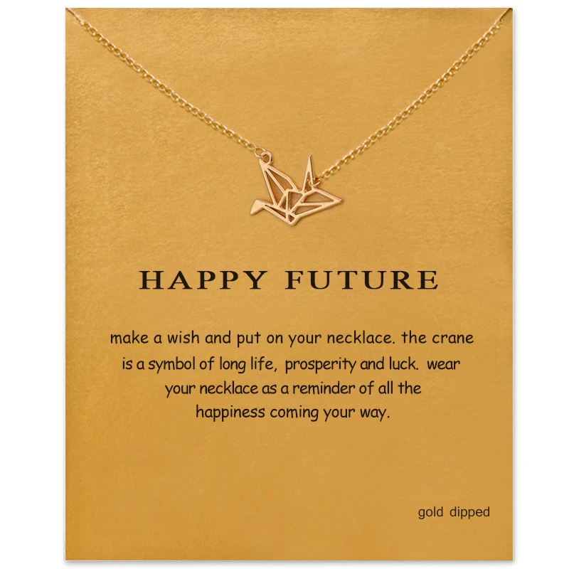 Fashion Paper Crane Pendant Short Chain Choker Necklace For Women Golden Origami Pigeon wish necklace with card Jewelry As gift
Fashion Paper Crane Pendant Short Chain Choker Necklace For Women Golden Origami Pigeon wish necklace with card Jewelry As gift