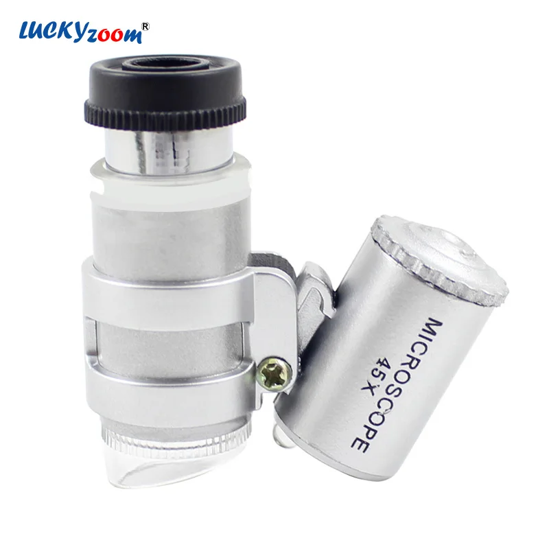 Luckyzoom Handheld Portable Mini Microscope LED Illuminated Magnifier 45X Pocket Jewelry Loupe Magnifying Glass With LED Lights
Luckyzoom Handheld Portable Mini Microscope LED Illuminated Magnifier 45X Pocket Jewelry Loupe Magnifying Glass With LED Lights