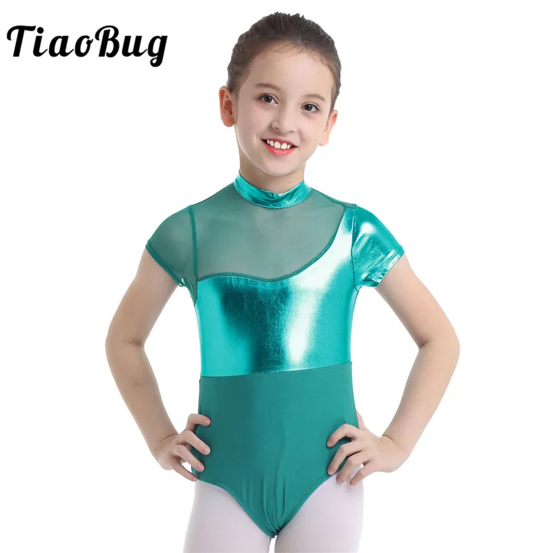 TiaoBug Kids Teens Shiny Metallic Short Sleeve Ballet Leotard Girls Mesh Splice Stage Dance Costume Gymnastics Leotard Bodysuit
TiaoBug Kids Teens Shiny Metallic Short Sleeve Ballet Leotard Girls Mesh Splice Stage Dance Costume Gymnastics Leotard Bodysuit