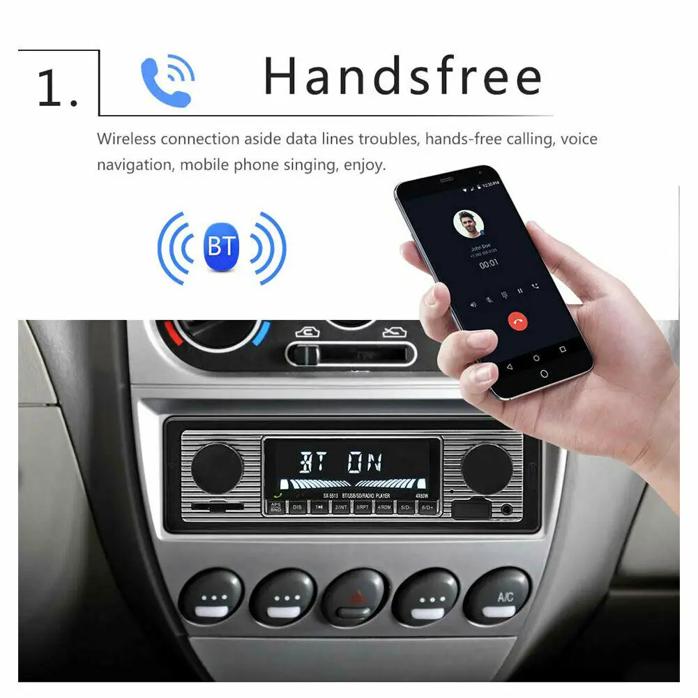 Американский винтажный Автомобильный Bluetooth радио mp3-плеер стерео USB AUX