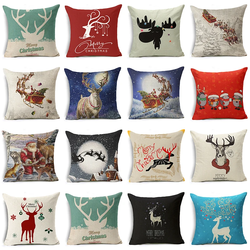 Christmas Deer Cushion Cover Cotton Linen Xmas Deer Santa Claus Presents Gift Home Decorative Pillows Cover for Sofa Nordic
Christmas Deer Cushion Cover Cotton Linen Xmas Deer Santa Claus Presents Gift Home Decorative Pillows Cover for Sofa Nordic