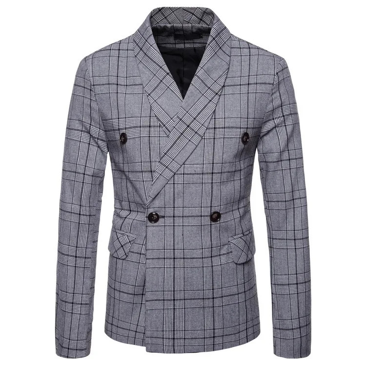 Men's new autumn fashion plaid blazer double-breasted suit big yards cultivate one's morality
Men's new autumn fashion plaid blazer double-breasted suit big yards cultivate one's morality