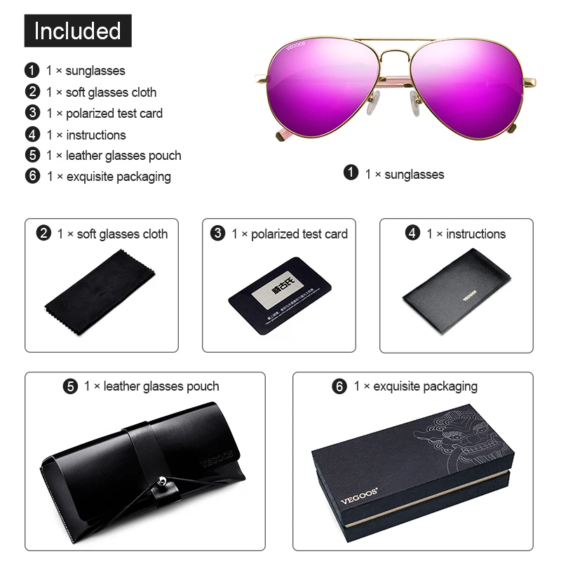 VEGOOS Aviation Mirrored Sunglasses Women Vintage Polarized UV400 Protection Fashion Metal Frame Driving Sun Glasses Pink #3025W
VEGOOS Aviation Mirrored Sunglasses Women Vintage Polarized UV400 Protection Fashion Metal Frame Driving Sun Glasses Pink #3025W