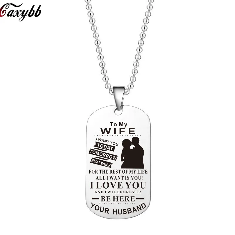 Love Necklace Keychain TO MY HUSBAND/WIFE I Want You Today Tomorrow Silver Tag Pendant Necklace Key chains For Couples
Love Necklace Keychain TO MY HUSBAND/WIFE I Want You Today Tomorrow Silver Tag Pendant Necklace Key chains For Couples
